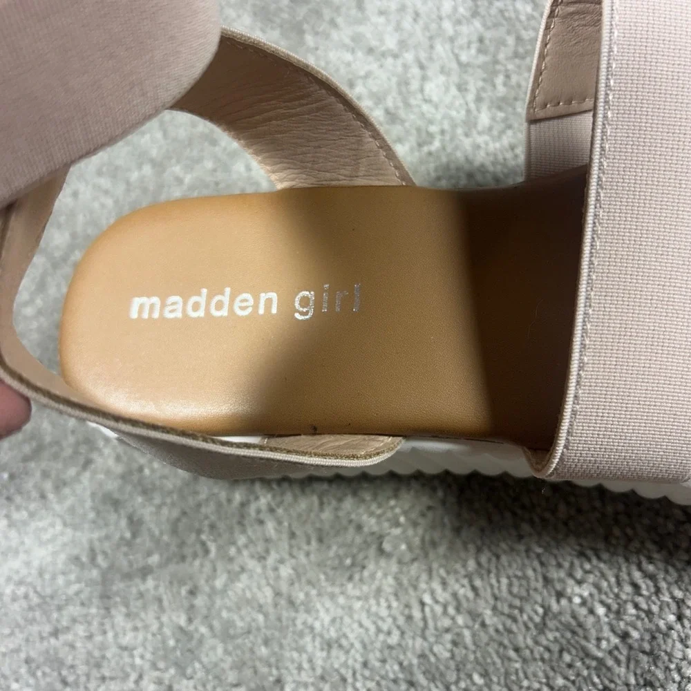 Madden Girl Platform Sandals Beige Elastic Strap Womens Size 9.5